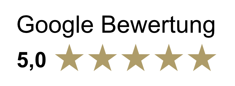 Google-Bewertung mit 5,0 Sternen für Catering Al-Layal, dargestellt durch fünf goldene Sterne.