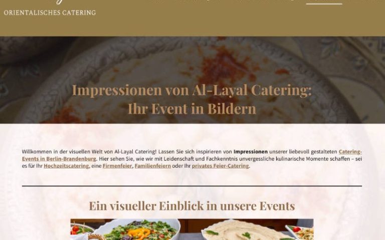 Screenshot der neuen Al-Layal-Impressionen-Seite mit Catering-Fotos.